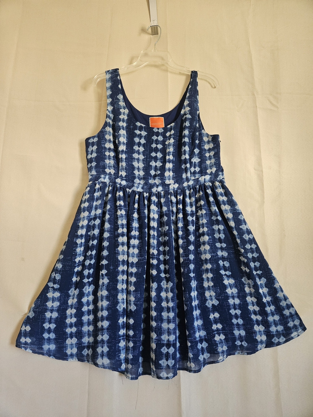 ModCloth Navy and White Tie-Dye Midi Dress